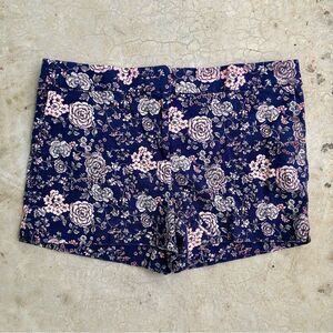 Loft Riviera Shorts Navy Blue Floral Printed Stretch Cotton 14
